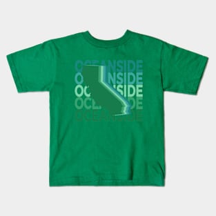 Oceanside California Green Repeat Kids T-Shirt